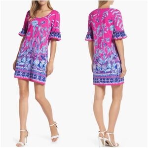 Lilly Pulitzer Jayden Ruffled Sleeve Shift Dress in Bougainvillea Pink‎ Size M